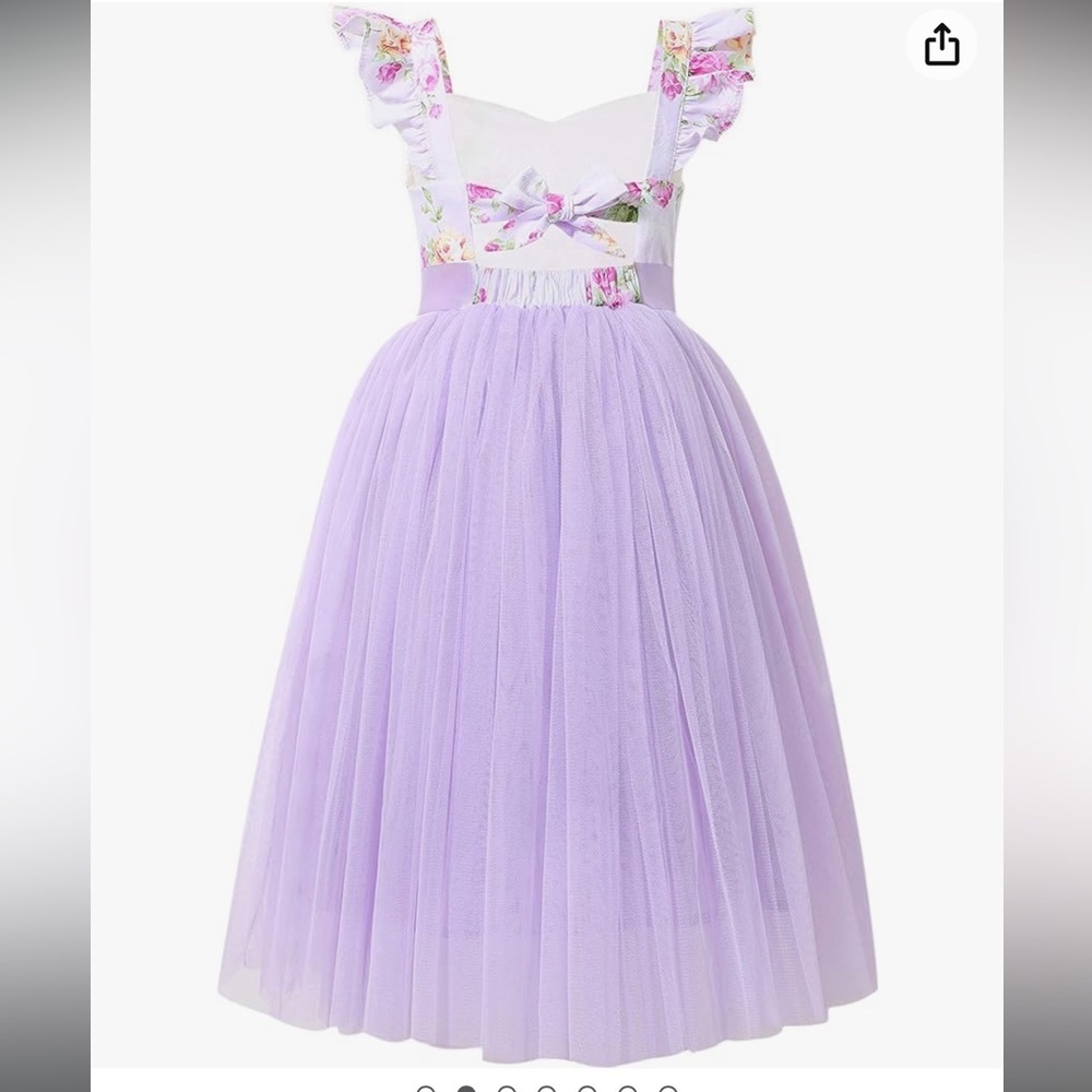 Flofallzique Girls Tulle Dress Floral Summer Wedding Birthday Casual Toddler - Picture 4 of 4
